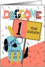 Employee Anniversary 1 Year Doggone How Time Flies card