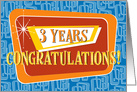 Employee Anniversary 3 Years Blue Red Orange Yellow Retro card
