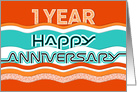 Employee Anniversary 1 Year Colorful Waves card