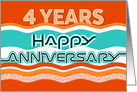 Employee Anniversary 4 Years Colorful Waves card