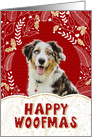 Happy Woofmas Australian Sheepdog Puppy Christmas card