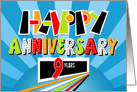 Employee Anniversary 9 Years Bright Bold and Fun card