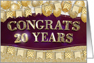 Employee Anniversary 20 Years Gold Text Balloons Bunting Confetti card