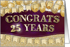 Employee Anniversary 25 Years Gold Text Balloons Bunting Confetti card