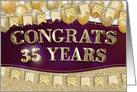 Employee Anniversary 35 Years Gold Text Balloons Bunting Confetti card