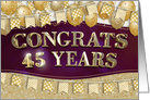 Employee Anniversary 45 Years Gold Text Balloons Bunting Confetti card