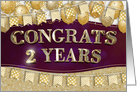 Employee Anniversary 2 Years Gold Text Balloons Bunting Confetti card