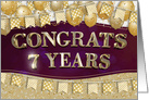 Employee Anniversary 7 Years Gold Text Balloons Bunting Confetti card