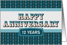 Custom Years Employee Anniversary 12 Years Decorative Text card