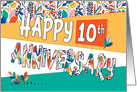 Employee 10th Anniversary Bright Colors and Pattern card