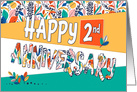 Employee 2nd Anniversary Bright Colors and Pattern card
