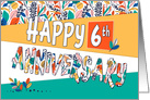 Employee 6th Anniversary Bright Colors and Pattern card
