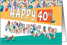 Employee 40th Anniversary Bright Colors and Pattern card