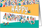 Employee Anniversary Bright Colors and Pattern card