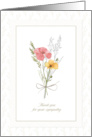 Thank You For Your Sympathy Pressed Watercolor Flowers Effect card