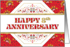 Employee 8th Anniversary Bright Pattern and Gold Foil Effect card