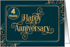 Employee 4th Anniversary Jade Swirly Font Corporate card