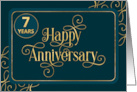 Employee 7th Anniversary Jade Swirly Font Corporate card
