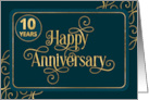 Employee 10th Anniversary Jade Swirly Font Corporate card