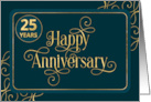 Employee 25th Anniversary Jade Swirly Font Corporate card