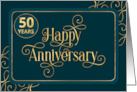 Employee 50th Anniversary Jade Swirly Font Corporate card