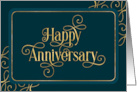 Employee Anniversary Jade Swirly Font Corporate card