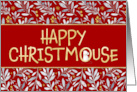 Fun Red Patterned Tiny Mouse Christmas card