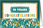 Employee 10th Anniversary Colorful Congratulations card