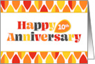 Employee 10th Anniversary Bright Colors Red Orange Yellow card