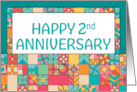 Employee 2nd Anniversary Bright Squares Pattern card