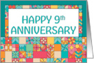 Employee 9th Anniversary Bright Squares Pattern card