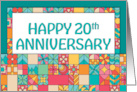 Employee 20th Anniversary Bright Squares Pattern card