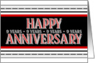 Employee 9th Anniversary Layered Font Red Gray card