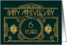 Employee 6th Anniversary Art Deco card