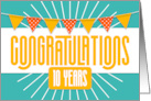Employee 10th Anniversary Bright Colors and Bunting card