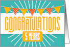 Employee 5th Anniversary Bright Colors and Bunting card