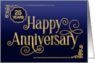 Employee 25th Anniversary Swirly Font Blue Gold card