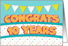 Employee 10th Anniversary Fun Bright and Bunting card