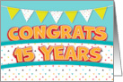 Employee 15th Anniversary Fun Bright and Bunting card