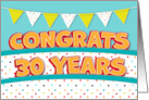 Employee 30th Anniversary Fun Bright and Bunting card