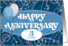 Employee 3rd Anniversary Balloons and Pattern card