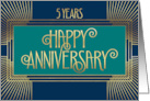 Employee 5th Anniversary Art Deco Fun Font card