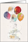 Employee 5th Anniversary Digital Scrapbook Style with Balloons card