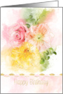 Birthday Watercolor Effect Flowers card