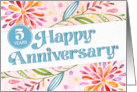 Employee 5th Anniversary Colorful Watercolor card