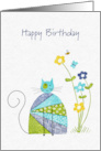 Colorful Watercolor Cat Birthday card