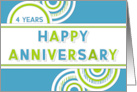 Employee 4th Anniversary Blue Green Geometric Shapes card