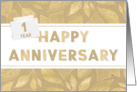 Employee 1st Anniversary Neutral and Gold Colors card
