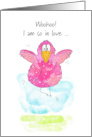 Valentine’s Day Funny Jumping for Joy Pink Bird card