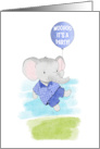 Children’s Birthday Party Invitation Elephant Wearing Blue card